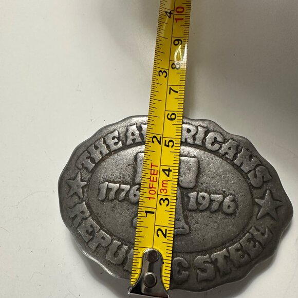 The Americans Republic Steel Bicentennial Forged 3.5 x 2.5” Silvertone Buckle - Picture 4 of 4
